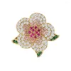 Brooches Rhingestone Vintage Fleur pour femmes Mariage Broche Robe Party Mabinet Elegant Crystal Peps Blossom