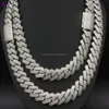 13mm 14mm 15mm högkvalitativ Sterling Sier Miami Cuban Link Chain VVS Moissanite Fashion Smyckeshalsband