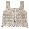 Women's Tanks Womens Crochets Knits Sweaters Sleeveless Buttons Down Vests Cardigans Coverups