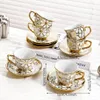 European Style Highend tracing gold coffee cup and saucer tea set dishes Ceramic for 6 people 240508