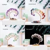 Decorative Figurines Natural Crystal Lucky Tree Amethyst Gravel With Agate Slice Base Home Decoration Money Trees For Positive Energy Feng