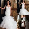 African Sweetheart Organza Mermaid Wedding Dresses Bead Stones Top Layered Ruffles Plus Size Wed Bridal Clows 255r
