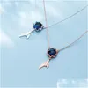 Kedjor mode marin liv söt sjöjungfru svans sterling sier 925 hänge halsband för kvinnor lyx bröllop original fina smycken drop dhwxl