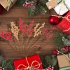 装飾的な花5PCS 2024クリスマスツリー人工偽植物花輪のための装飾装飾クリスマス飾りレッドベリーセット