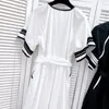 506 XL 2024 Milan Runway Dress Spring Summer Short Sleeve Crew Neck Black White Dresses Womens Dress Fashion High Quality Luxijia