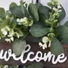 Decoratieve bloemen Groene eucalyptus krans met welkom teken kunstmatige lente zomer voor voordeur muur home decoraties