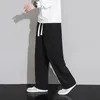 Calça masculina outono coreano perna largo veludo calça lisa calça elástica de cintura elástica All-Match