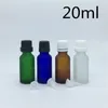 Bottiglie di stoccaggio bottiglia da viaggio da viaggio 20 ml blu verde ambra trasparente fiale in vetro glassati olio essenziale con tappo evidente manomissione 500pcs