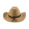 Berets Cowboy Hat Fedora Hats for Women Man Man Western Cowgirl Panama Casual Solid Belt Band szeroko gieł sombrero hombre