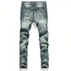 Jeans masculin denim Fashion Men de mode vieux pantalon régulier ajustement Straight Ripped Brand Pants Simple Plus Taille