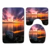 Mattes de bain View View Sunset Salle de bain Set Boat Boat de toile de toilette Tapis de tapis de tapis de tapis de tapis Décor Super absorber l'eau