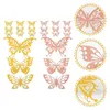 Fleurs décoratives 48 PCS DIY Papillons décalcomanies 3D Butterfly Accureurs Accessoires Mur d'ornement pour l'emballage cadeau petit