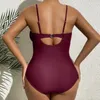 Swimwear féminin Sexy Femmes Soirée Porte de poitrine enveloppées de maillot de bain enveloppées de couleur Solie Backless Beach Wear Wester Summer Vacation Monokini