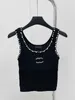Women's Tanks & Camis Designer luxury socialite temperament top womens 2024 summer outfit studded vest worn on the outside and paired with slimming suspenders