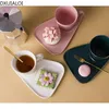 Kubki Prosta ceramiczna filiżanka do kawy i spodek set śniadaniowy przekąsek popołudniowa herbata kreatywny europejski styl ze złotym 201-300 ml