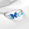 Кластерные кольца Opal Sapphire Butterfly Clate