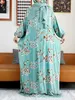 Etniska kläder 2023 Muslim Rayon Abayas Color Pitch Ramadan Prayer Dubai Turkiet Mellanöstern Femme Robe Floral Loose African Dress Turban Joint T240510