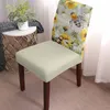 Chair Covers Retro Wood Grain Sunflower Bee Dining Spandex Stretch Seat Cover For Wedding Kitchen Banquet Party Case