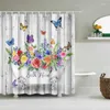 Douche gordijnen yomdid 1/4 stcs lente zomer bloemen gordijn set badkamer partitionbad bloemen in bad bedrukt decor