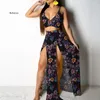 Robes décontractées imprimé floral sexy spaghetti sangle camis crop tops hauts taises de taille