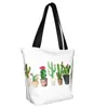 Einkaufstaschen Cactus Sukkulente Einkaufstasche Pflanze Botanische Zimmerpflanzen Handtaschen Student Designer Tasche Ästhetik im Freien