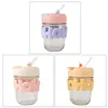 Wine Glasses Cute Alphabet Cup With Straw Glass Water Girl Portable Double Drinking Coffee Mug Accessories