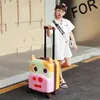 Suitcases 18 Inch Children's Trolley Suitcase Cute Cartoon ABS PC Kids Luggage Three-speed Adjustment Silent Spinner