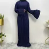 Abbigliamento etnico musulmano abaya moda nuova donna pressione crepe abito sciolto abito tacchino saudita arabia tromba slve rotonda collo lungo abito islamico w t240510