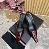 Topkwaliteit luxe designer sandalen 6 cm hoge hak echte lederen slingbacks mode scherpe teen dames klassieke feestkleding schoenen