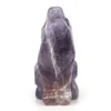 装飾的な置物2 "オオカミの彫像アメジスト天然石彫刻されたクラフツクリスタルクォーツヒーリングレイキジェムストーンアニマルフィギュアルーム装飾