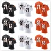 2024 Jerseys de football de choix de repêchage 71 Amarius Mims 90 Kris Jenkins 81 Jermaine Burton 68 McKinnley Jackson Orange Black Blanc cousu