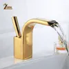 Robinets de lavabo de salle de bain Basin en cuivre Mélange de cascade en laiton Taps Golden / Black / Chrome / White Cold Mxier Water Tap