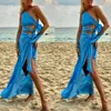 Nowy design Bohemian Line Blend Blend Sleveled Braided Belted Cutout Slit Maxi Long Dress Out Untain Spirt FZ2405111