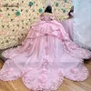 Impressions florales vintage robes de bal gonflées robes de quinceanera