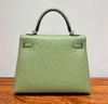 Bolsa de designer bolsa de luxo 25 cm de avestruz real skin bolsa de bolsa bege de cores laranja verde