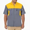 Mäns casual skjortor skjorta hög synlighet Safetys reflekterande byggnadsarbete neon kort ärm sommarknapp upp blusar