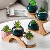 Keukenopslag 1 pk Bamboo Tray 3-Layers Flowerpot Holder Planten Stand Home Decoratie Tuinieren Leverancent Bonsai Organisator