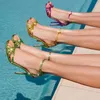 Femmes minces minces à paillettes sexy étroites talons gladiateurs sandaux mode de fête d'été