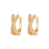 Boucles d'oreilles arrière Tianded Gold Color Cuffs pour femmes Fine Zircon No Piercing Cross Connection Clip Party Bijoux en gros