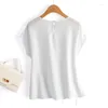 Women's Blouses Chinese White Silk Blouse For Female Heavy National Wind Buckle Wild Shirt Product D4203