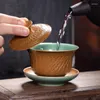 Zestawy herbaciarni | Longquan Celadon Sancai Gajwan Tea Cup Single Non-Set Ceramic Ręcznie robiony ślepy sztylet duża miska