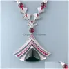 Örhängen halsband designer samling stil middag fest röda pärlor inställningar diamant grön ädelsten fläktformad hänge kvinnor lady juvelr dhoqf