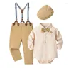 Kleding sets babyjongen kleding babyjongens heer outfits pakken pakken met lange mouwen romper shirts bib broek strik stropdas set 3-24m