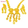 APingxun Design Double People 24k Gold Color Collier Boucles d'oreilles Bijoux Set French Royaume-Uni Femmes Bridal Mom Wife Cadeaux 240506