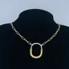 Designer Pendant Necklace Luxury Crystal Letter Lock Geometry Charm Necklace Gold Silver Plated Chain Necklace For Women Men Wedding Party Fashion Jewelry Gift