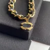Modedesigner hänge halsband lyx c-bokstäver läder kedjor tröja halsband 18k guld pläterad hjärtkedja kedja smycken