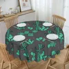 TABLE DIKE VAKANTIES CACTUS IN DE SNOW TABELKLEOT Ronde Oliedichte cartoon Groene planten Cover voor feest 60 inches