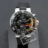 Aquis Quarz Chronographen Herren Watch Steel Hülle Ceramics Lünette gelbe inneres schwarzes Zifferblatt Gummi -Strap -Stopp -Stopime Stoppuhr Reloj Hombre Montre Hommes Ptors