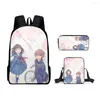 Backpack Mirror of Solitary City 3pcs / Set 3D Imprimer Student Book Bookbag Voyage ordinateur portable Daypack Sac Crayon Crayon