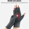 Polsteun 1 paar Halve vinger compressiehandschoenen verlichten grijs verlicht artritis pijn onmiddellijk met antislip druk voor mannen en vrouwen